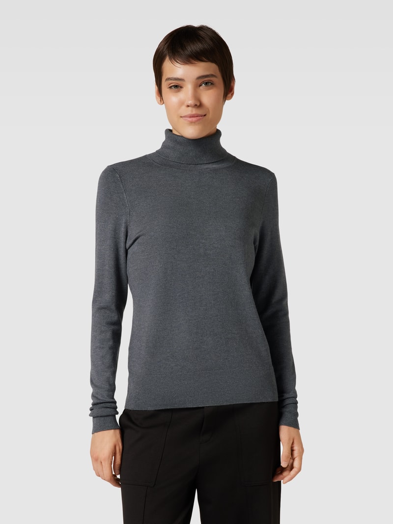 Longsleeve mit Rollkragen in anthrazit meliert