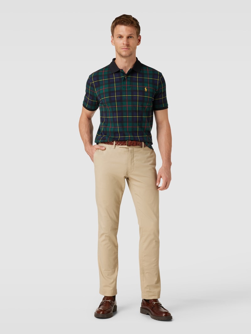 Poloshirt mit Tartan-Muster und 2-Knopfleiste in grün