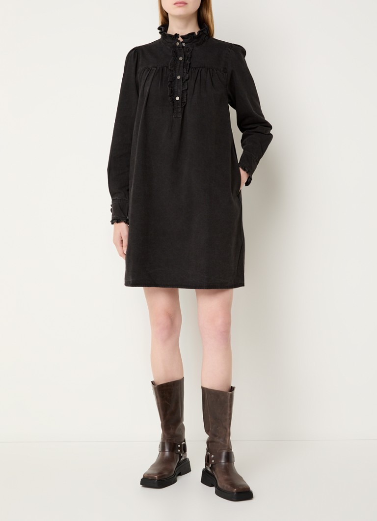 Vestido corto tipo túnica de mezclilla negra Ava Neo