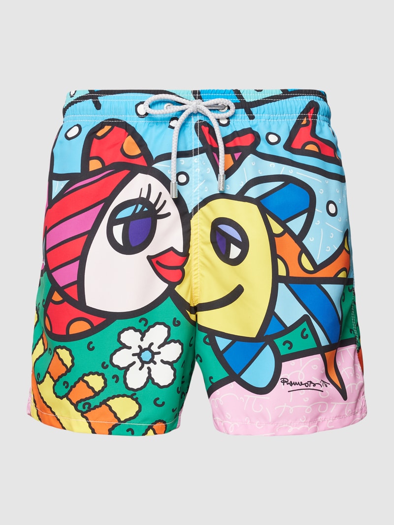 Badehose mit Allover-Muster in blau