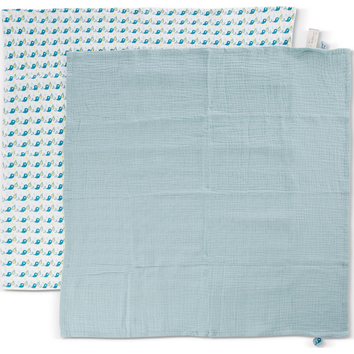 Mulltuch 2er-Set 60x60 cm mit Greifling Pinguin Watschili (48048)