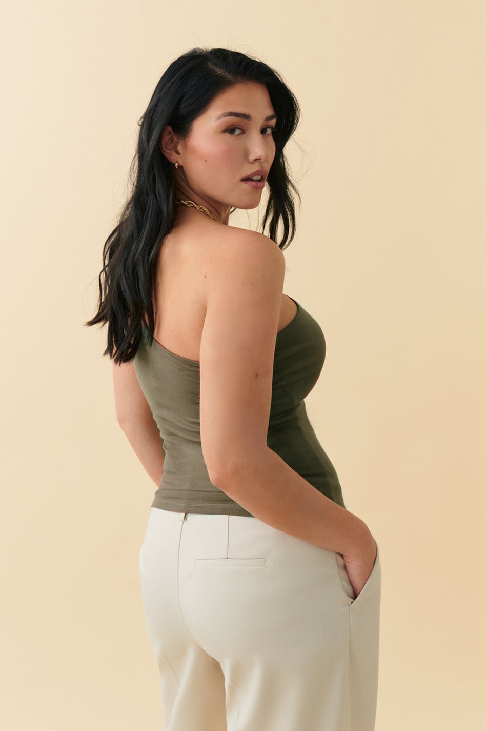 Soft touch one shoulder singlet