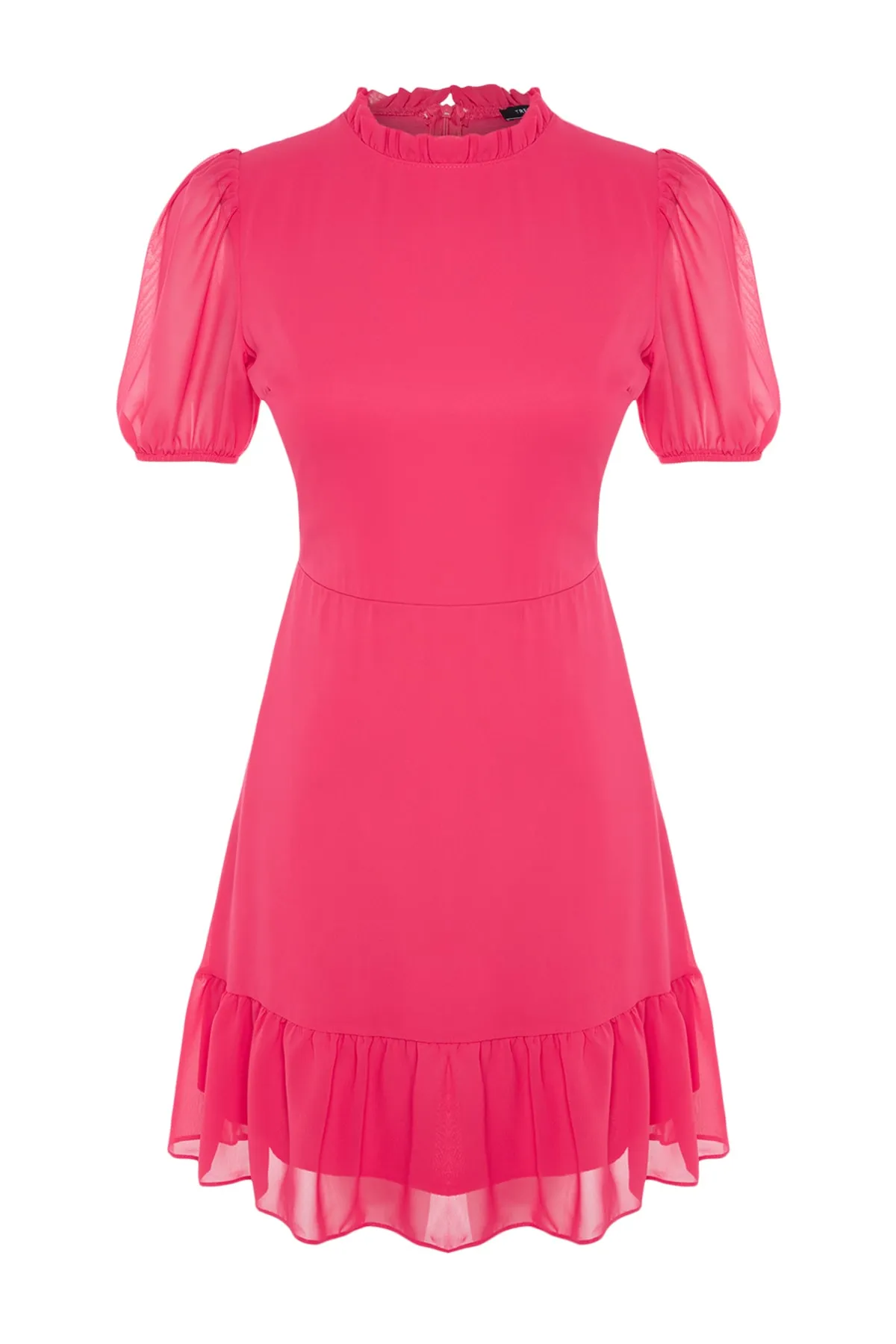 Trendyol Collection  Gewebtes Kleid mit Volant in Fuchsia TWOSS23EL00520