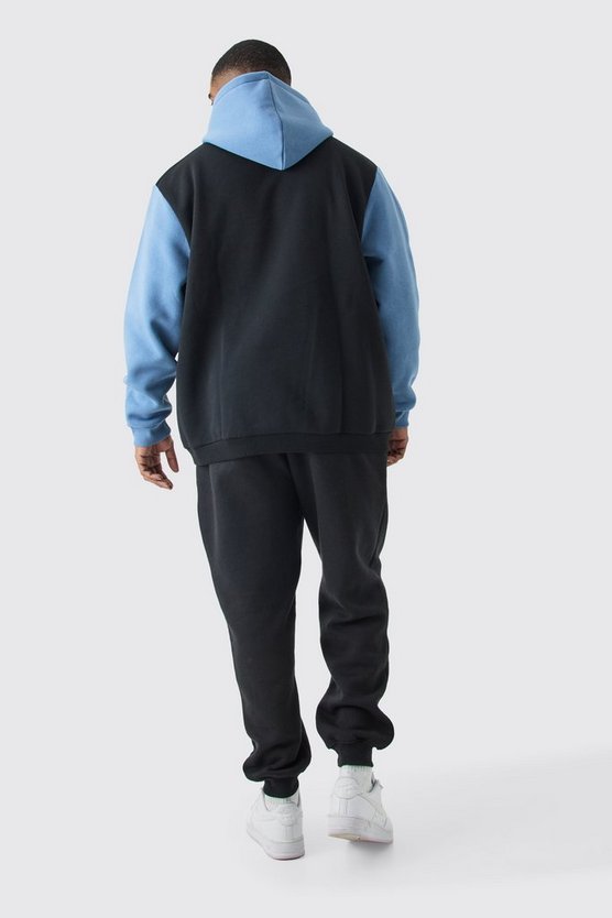 Plus Blauer Colorblock Hoodie
