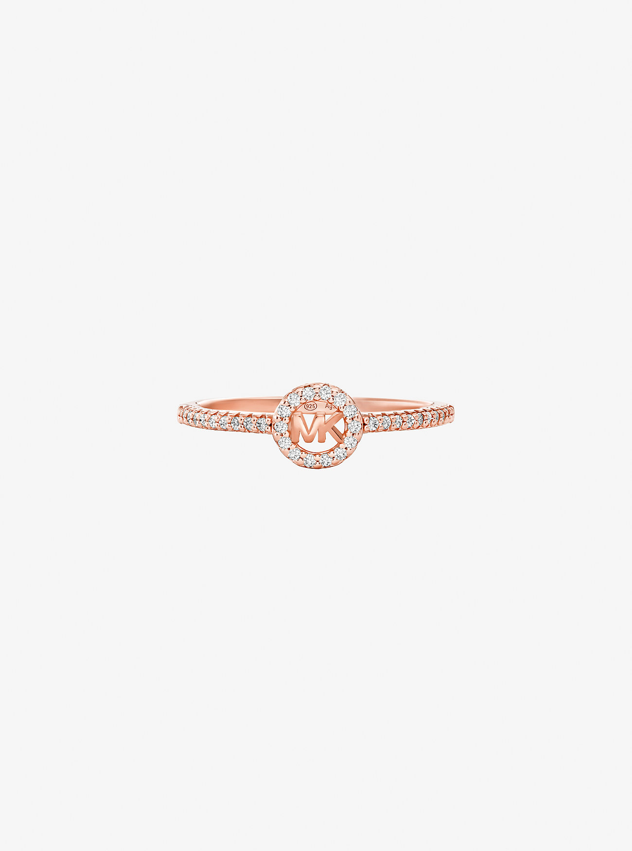 Fulton edelmetallbelagt pavé-logo-anhengsring - roségull