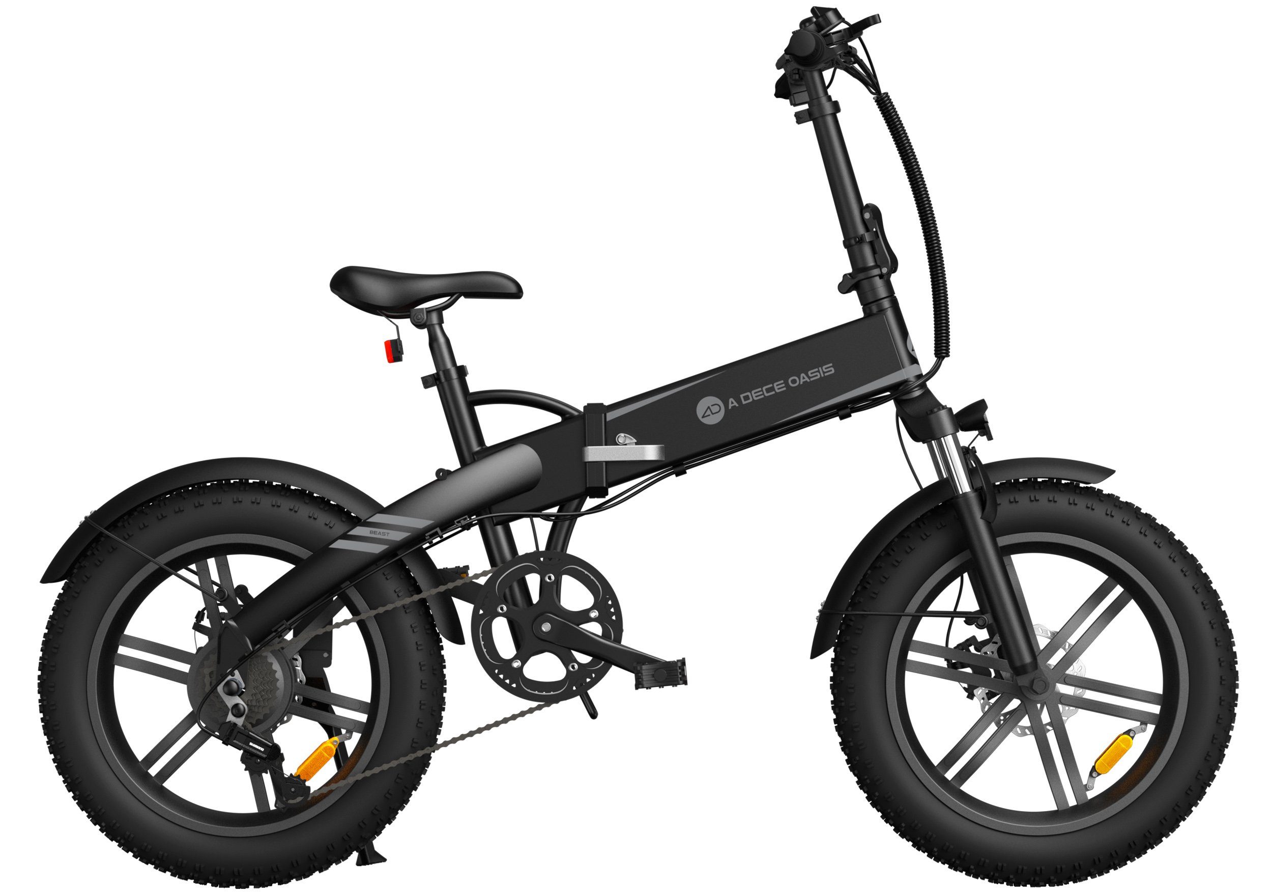 ADO E-Bike A20F Beast Fat Reifen, Pedelec klapprad, +Helm Fingerabdruck schloss, 7 Gang, Kettenschaltung, 522,00 Wh Akku, ebike Damen, herren, StVZO,akku 36v 14,5Ah,E-Mountainbike