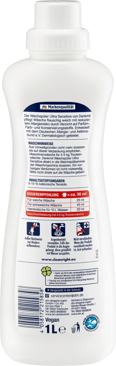 Weichspüler Ultra Sensitive 40WL, 1 l