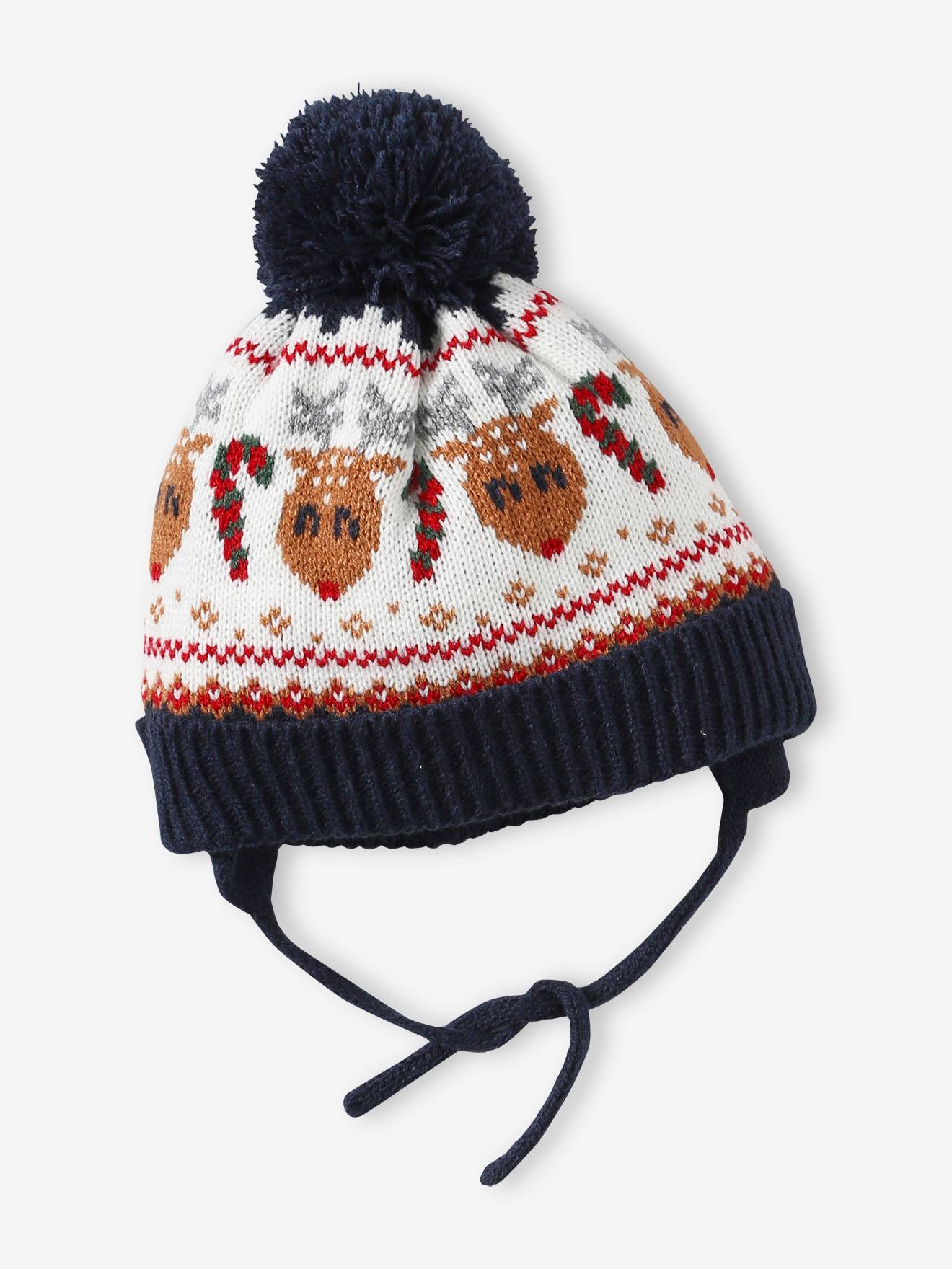 Vertbaudet Jungen Baby Weihnachts-Geschenkset: Mütze, Fäustlinge & Rundschal - marine