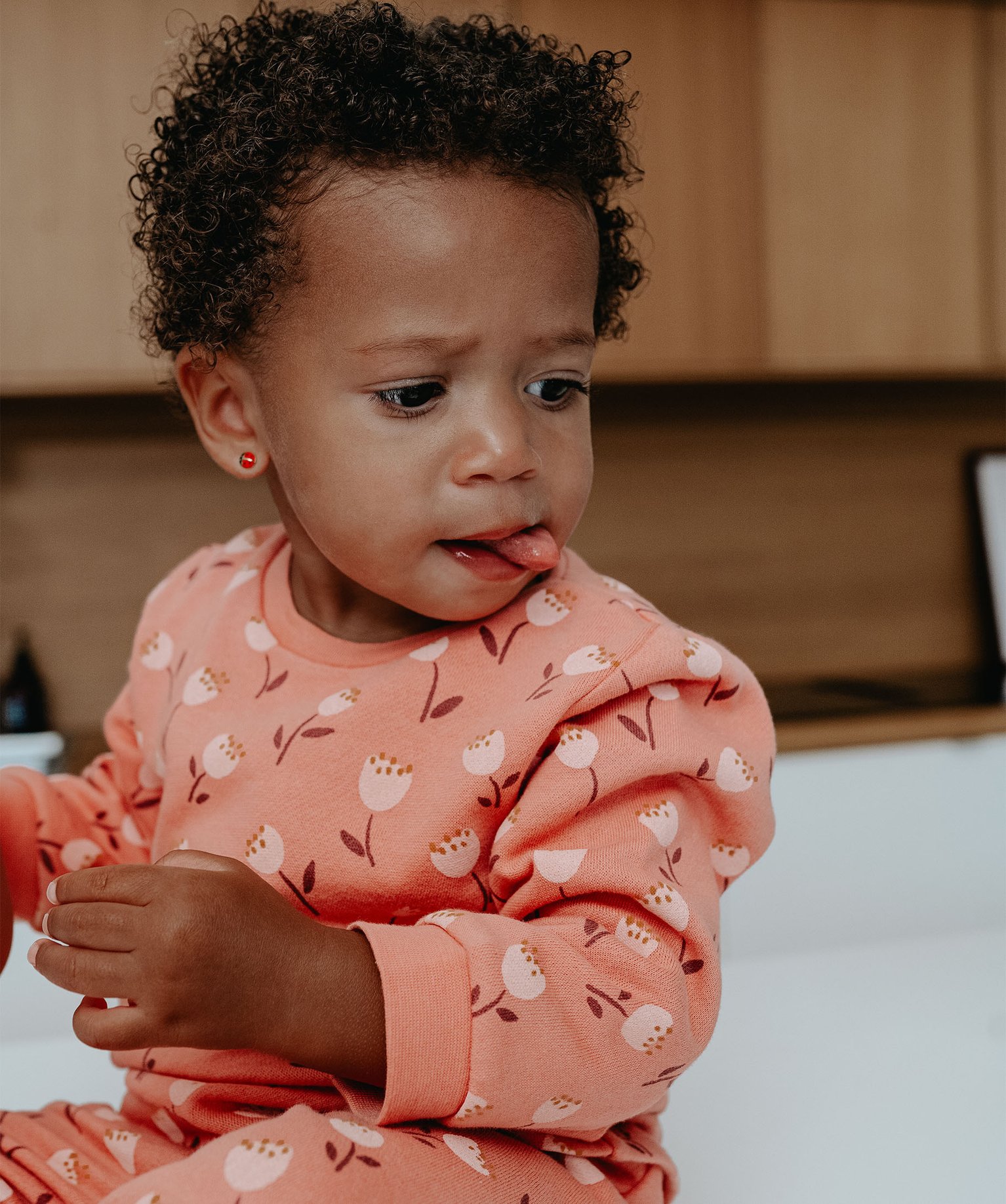 Pyjama 2 pièces imprimé en molleton bébé orange | GEMO