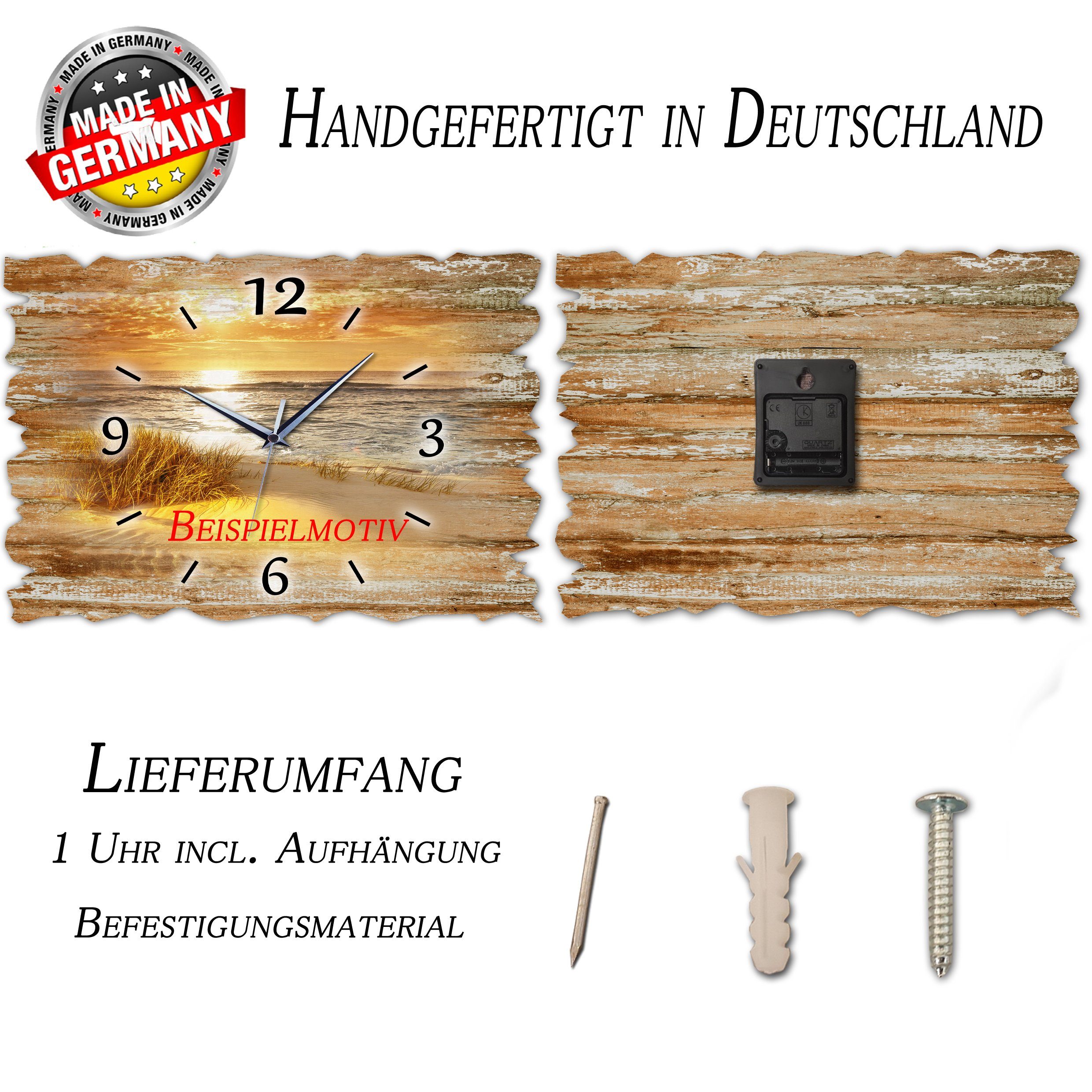 Bilder-Manufaktur Wanduhr H3a-10234 (BM, Funkuhr oder Quarzuhr, kein Ticken, lautlos, geräuschlos, gross)