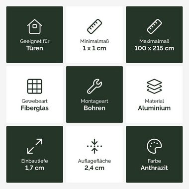 Nematek Insektenschutz-Tür Nematek® Insektenschutz Alu Rahmen System Türen bis max. 120 x 240 cm
