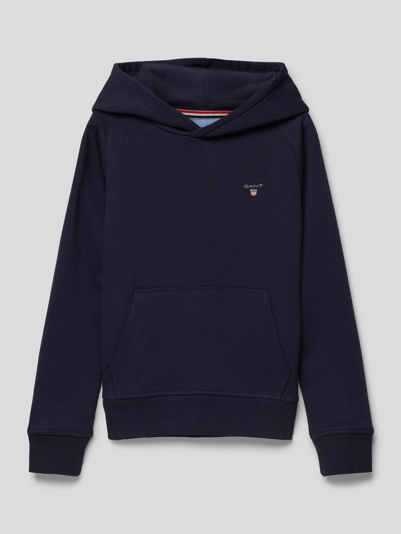 Hoodie mit Label-Stitching in marineblau