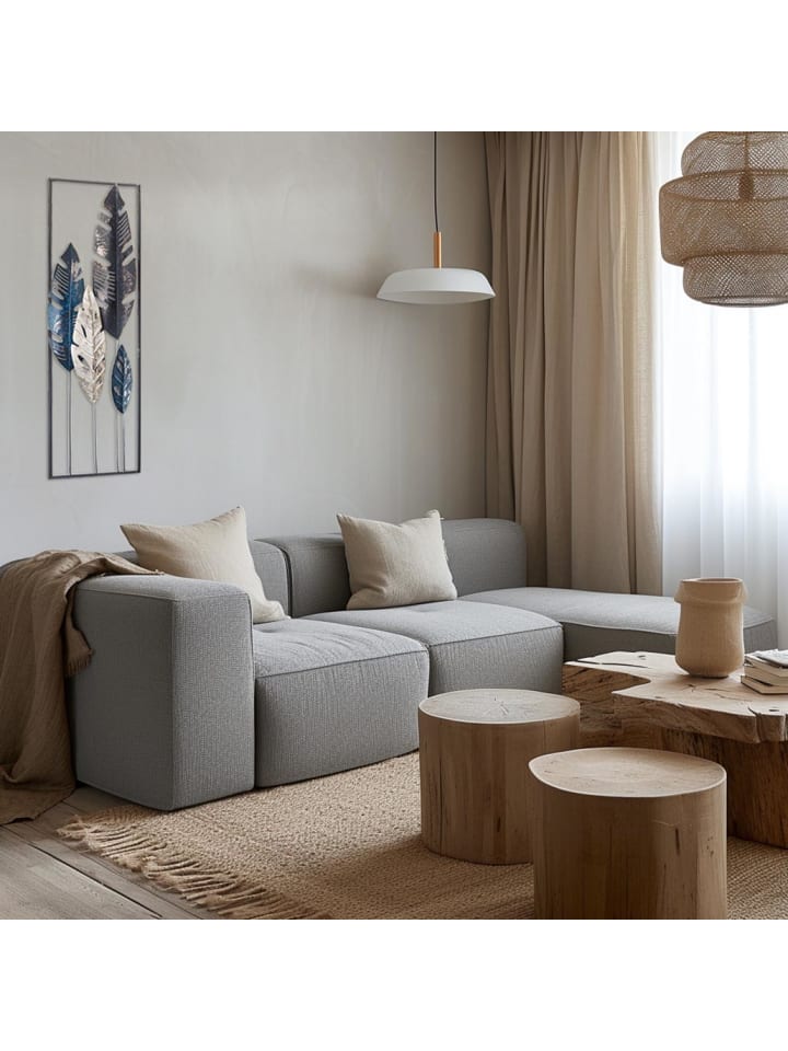 kobolo Metallbild LEAFS in Grau günstig kaufen onesize