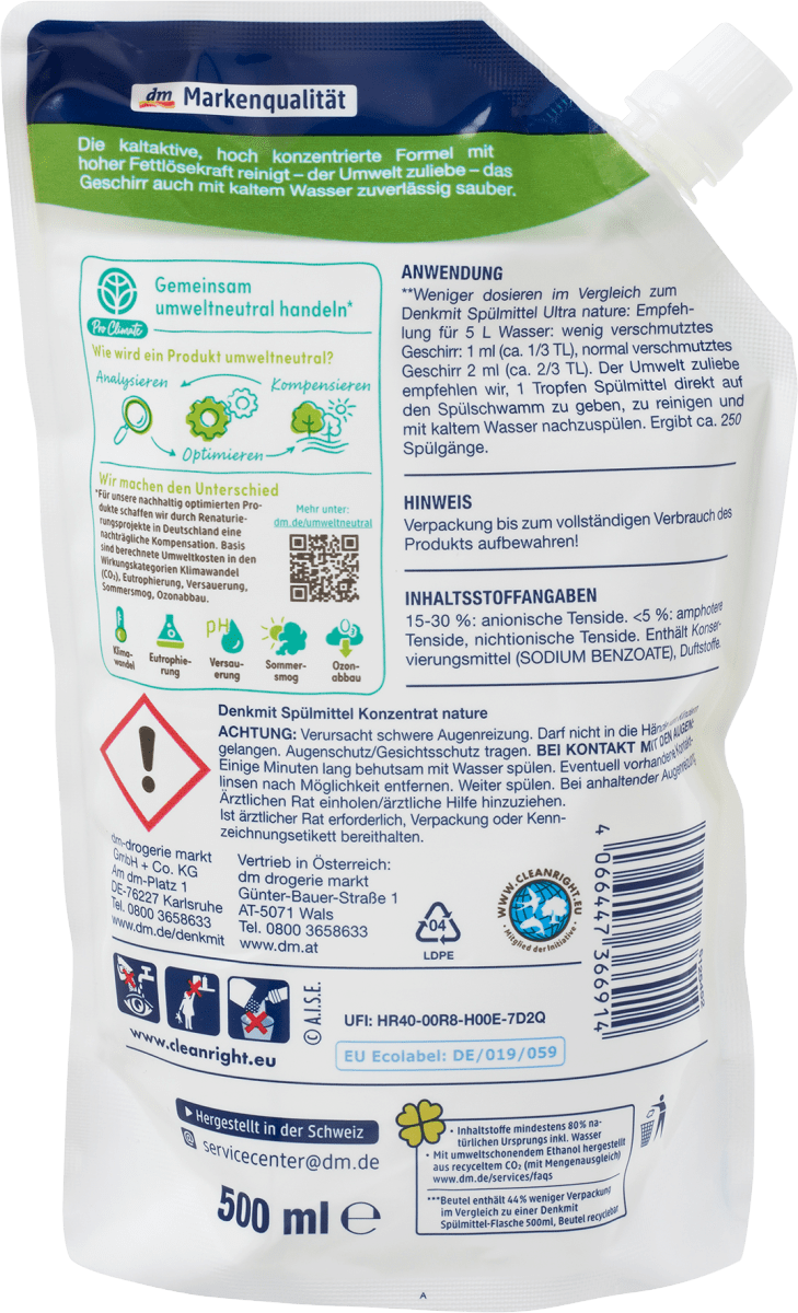 Spülmittel Konzentrat nature Pro Climate, 500 ml