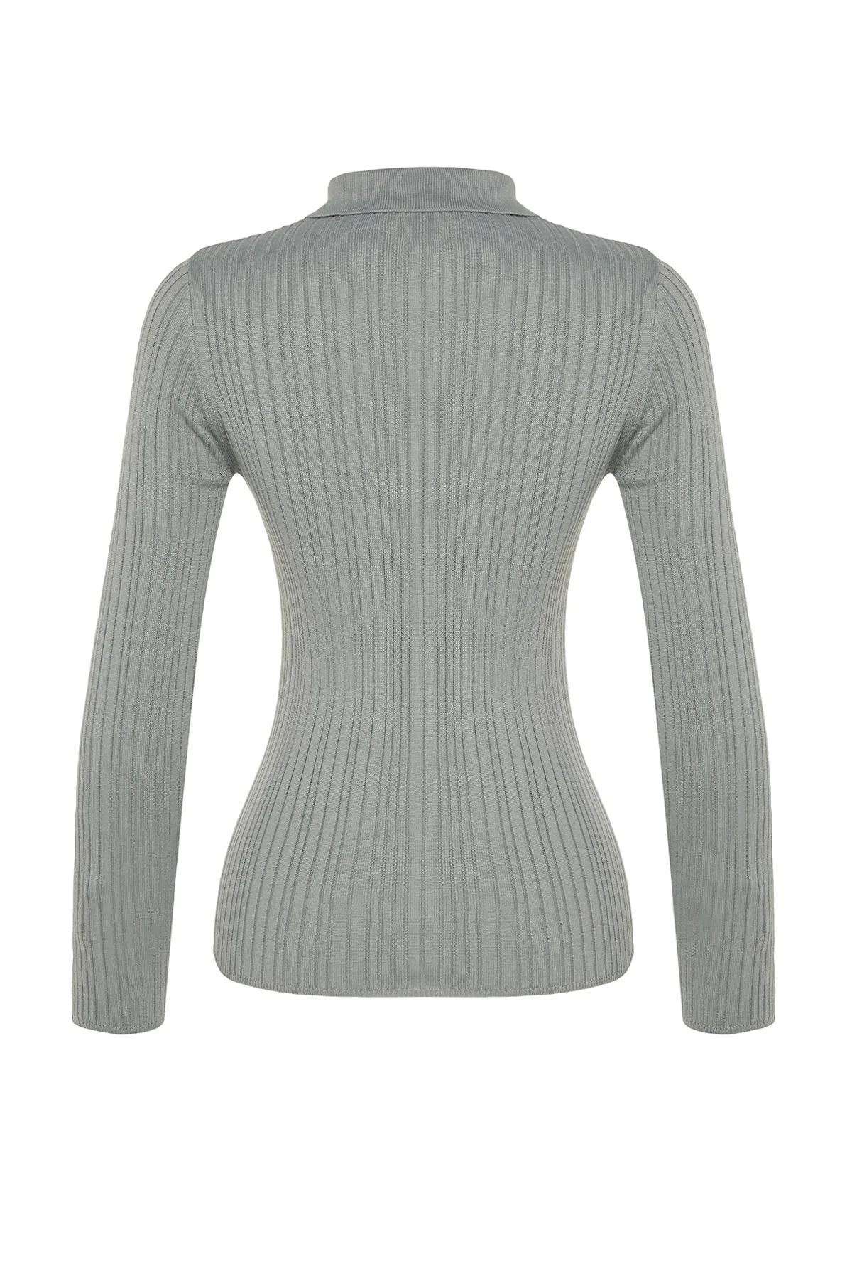 Trendyol Collection  Grauer Strickcardigan mit Polokragen TWOAW20HI0070