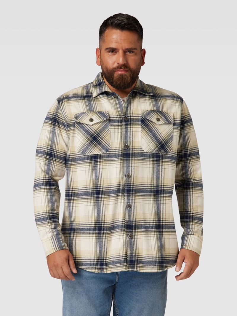 PLUS SIZE Overshirt mit Brusttaschen Modell 'EDDIE' in beige