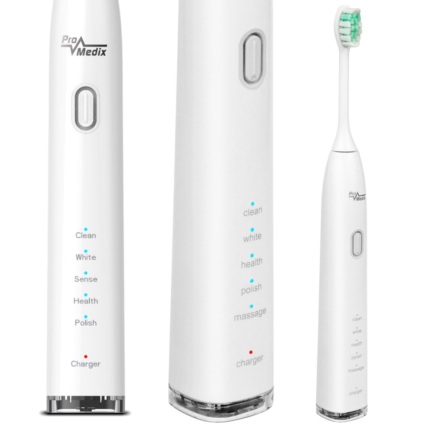 Promedix Schallzahnbürste PR-740, Aufsteckbürsten: 2 St., 5 Putzprogramme bis zu 31.000 Vibrationen pro Minute; IPX7; USB