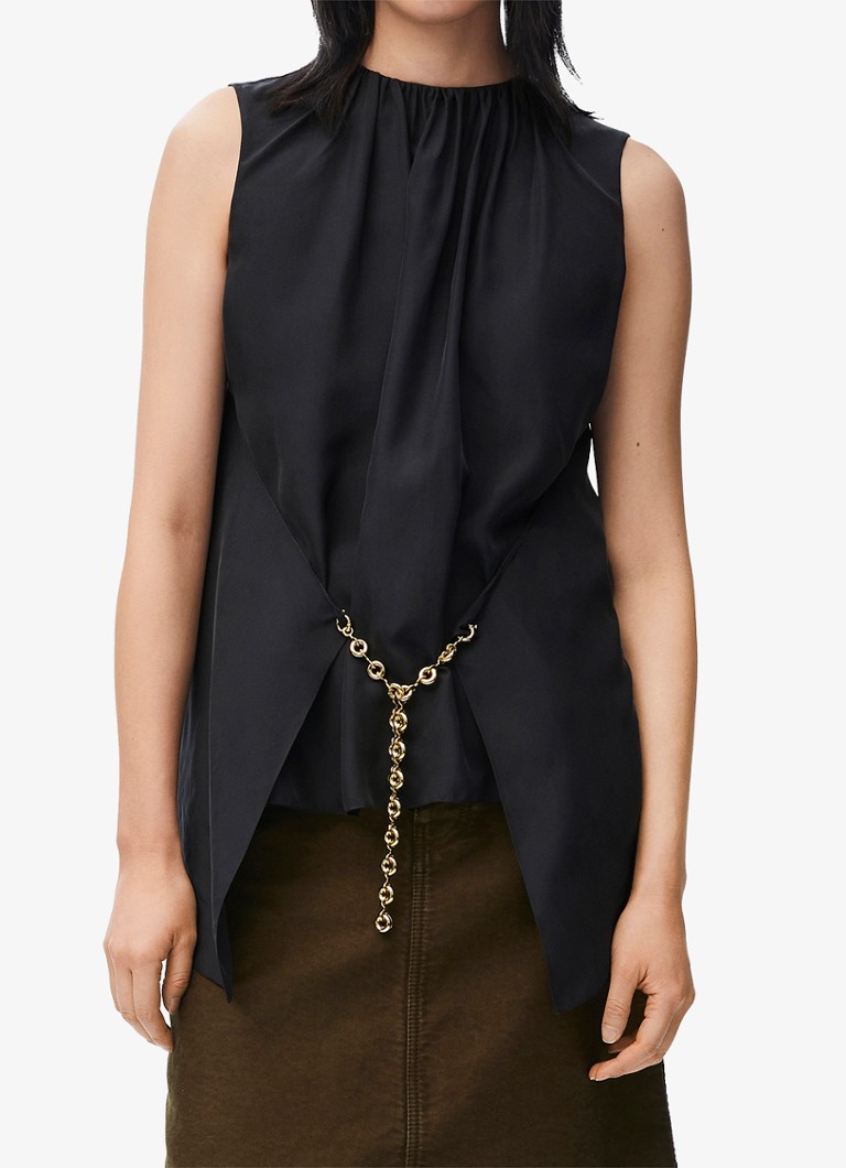 LOEWE Sleeveless silk top with detachable chain detail