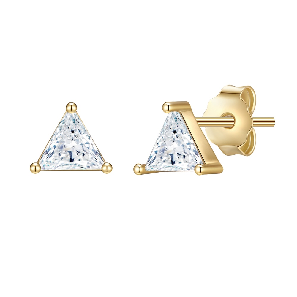 Glanzstücke München Puces d'oreilles en argent Triangle Argent sterling Oxyde de zirconium (CZ) en Or Boucles d'oreilles