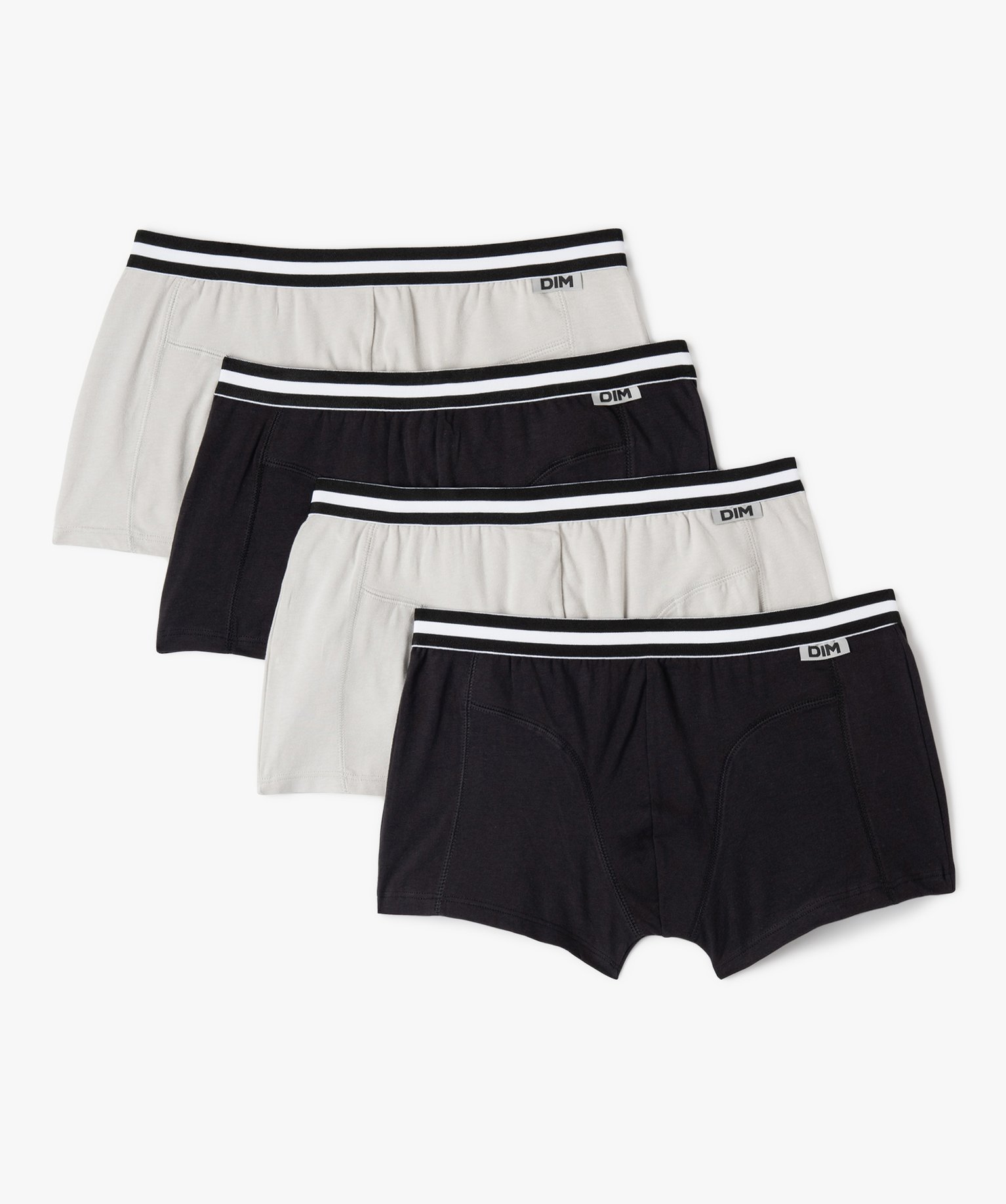 Boxers homme en coton stretch uni (lot de 4) - Dim noir | GEMO