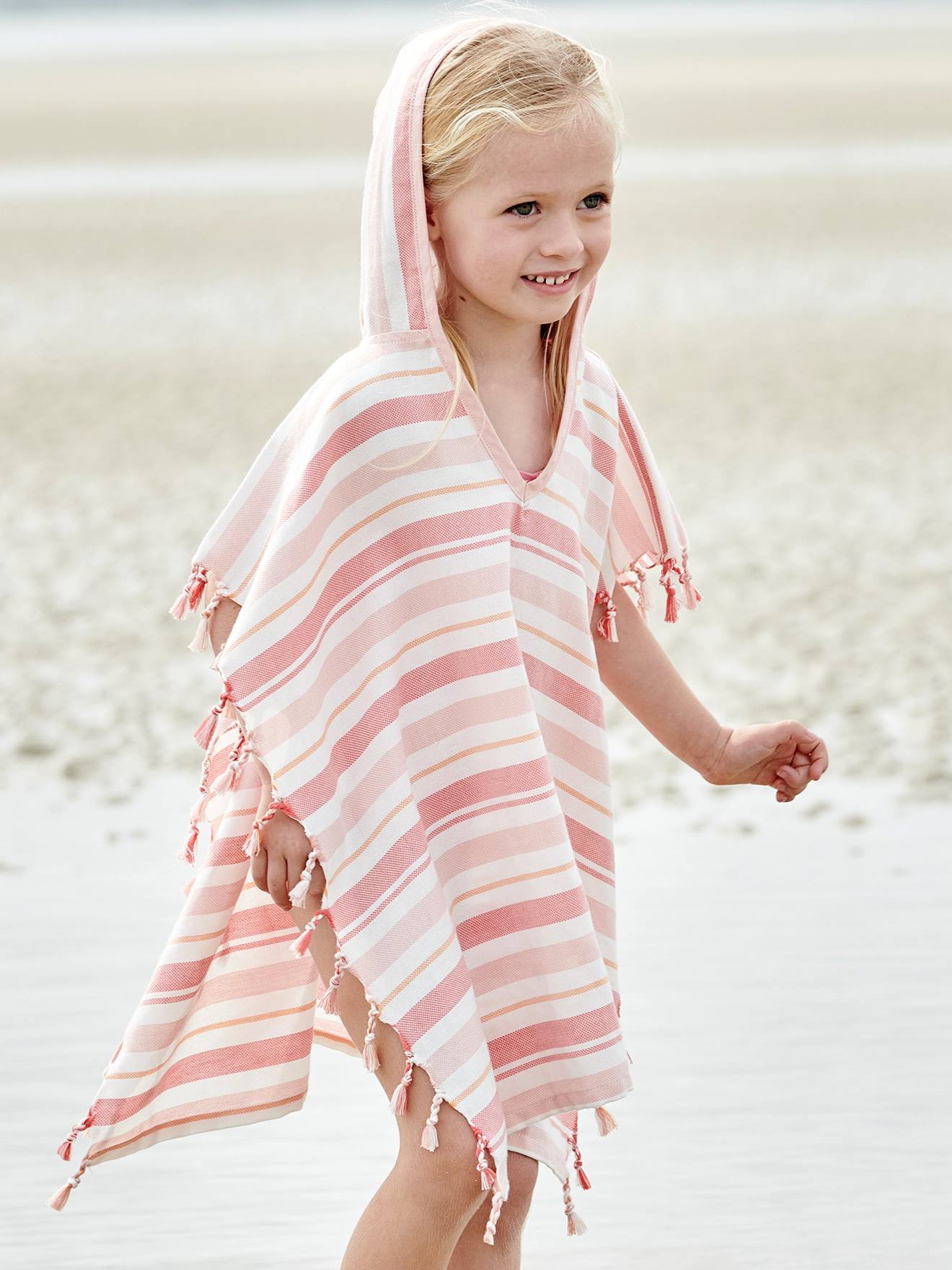 Poncho enfant fouta rayé personnalisable rayé bleu