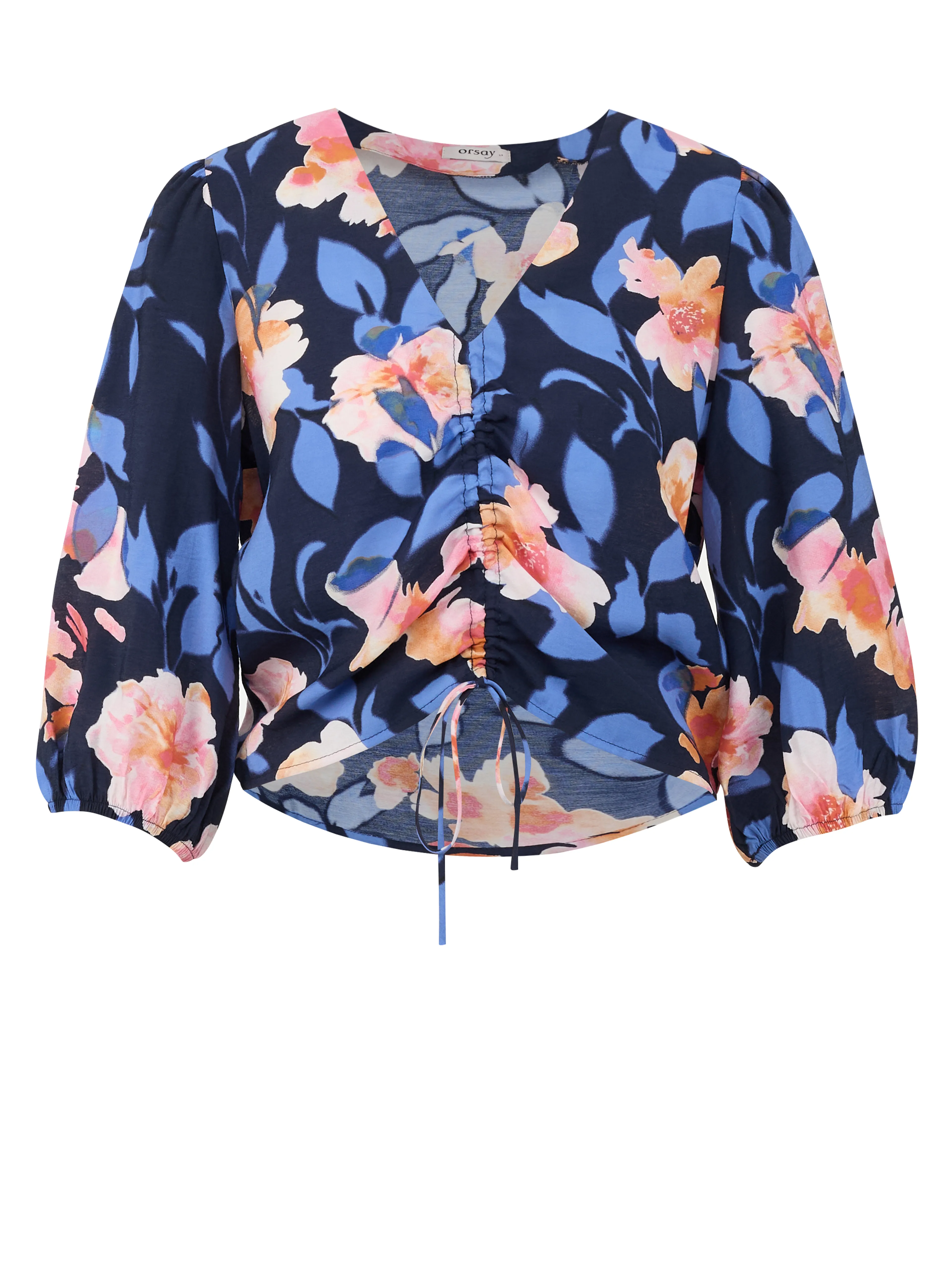 Dunkelblaue Bluse mit Blumenmuster ORSAY