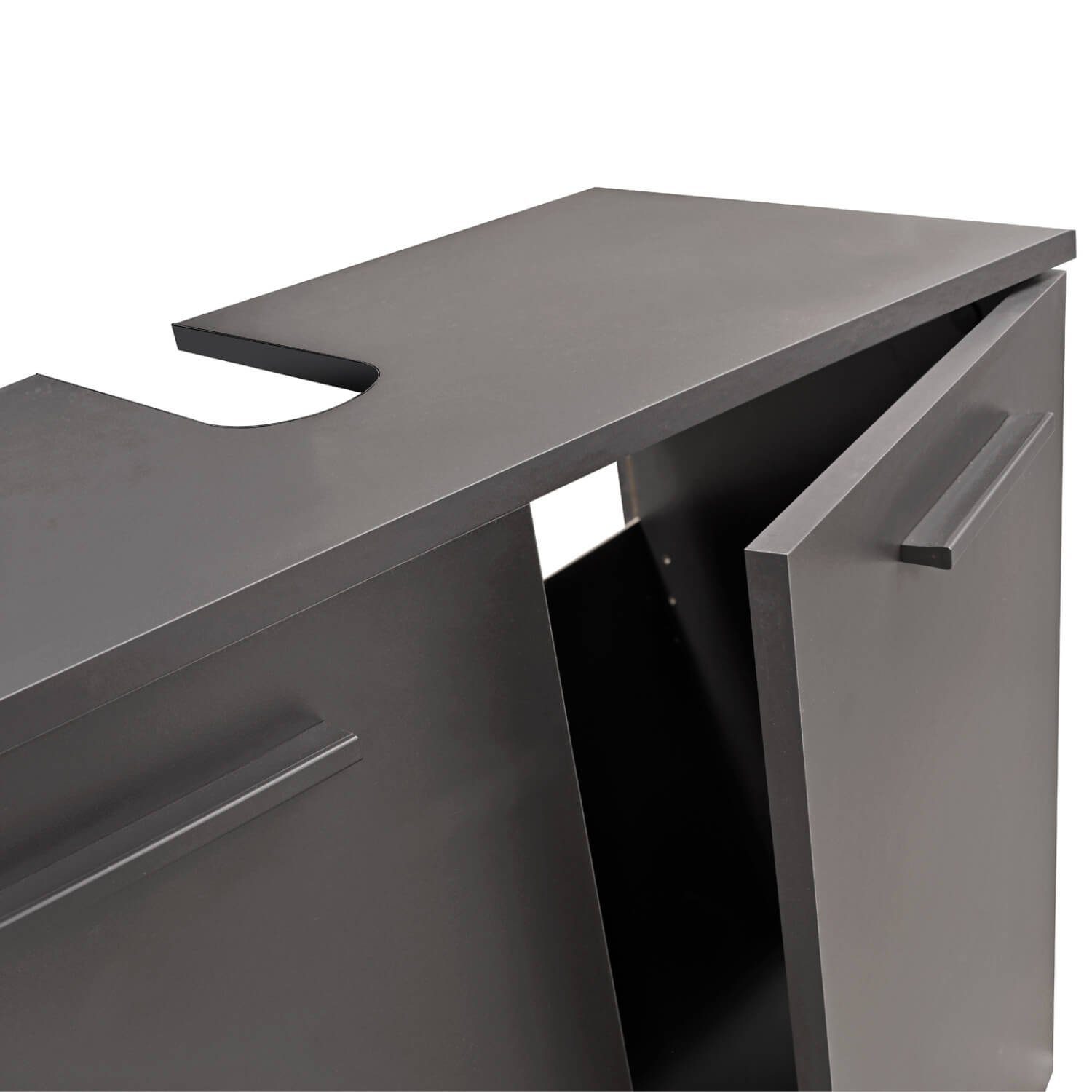 mokebo Waschbeckenunterschrank Der Waschbär (mit 2 Türen) Badschrank in Anthrazit, Waschtischunterschrank, Badezimmerschrank
