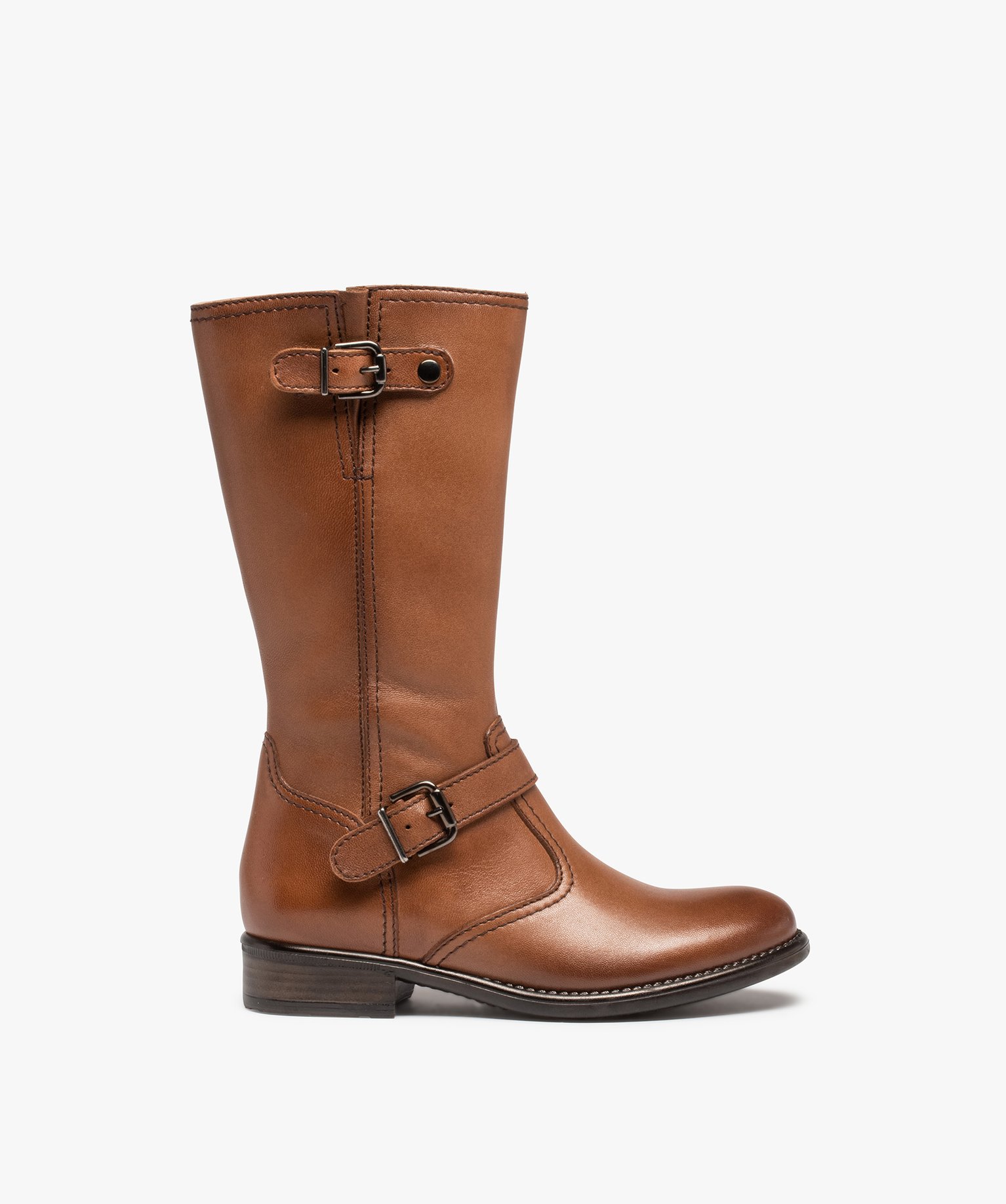 Bottes fille cavalières unies dessus cuir - Tanéo marron | GEMO
