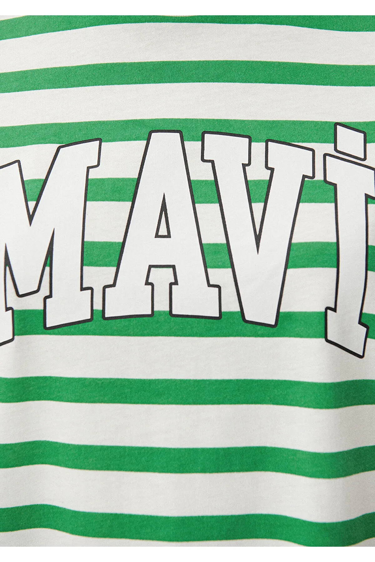 Mavi  Grün gestreiftes T-Shirt mit Logodruck, normale Passform / normaler Schnitt 1611360-84477