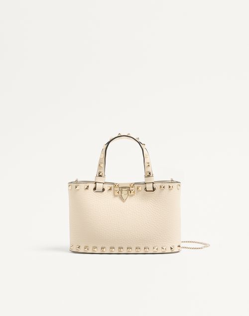 Mini Rockstud boodschappentas van granaatkleurig kalfsleer