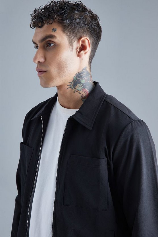 Stretch Harrington-Jacke mit Taschen