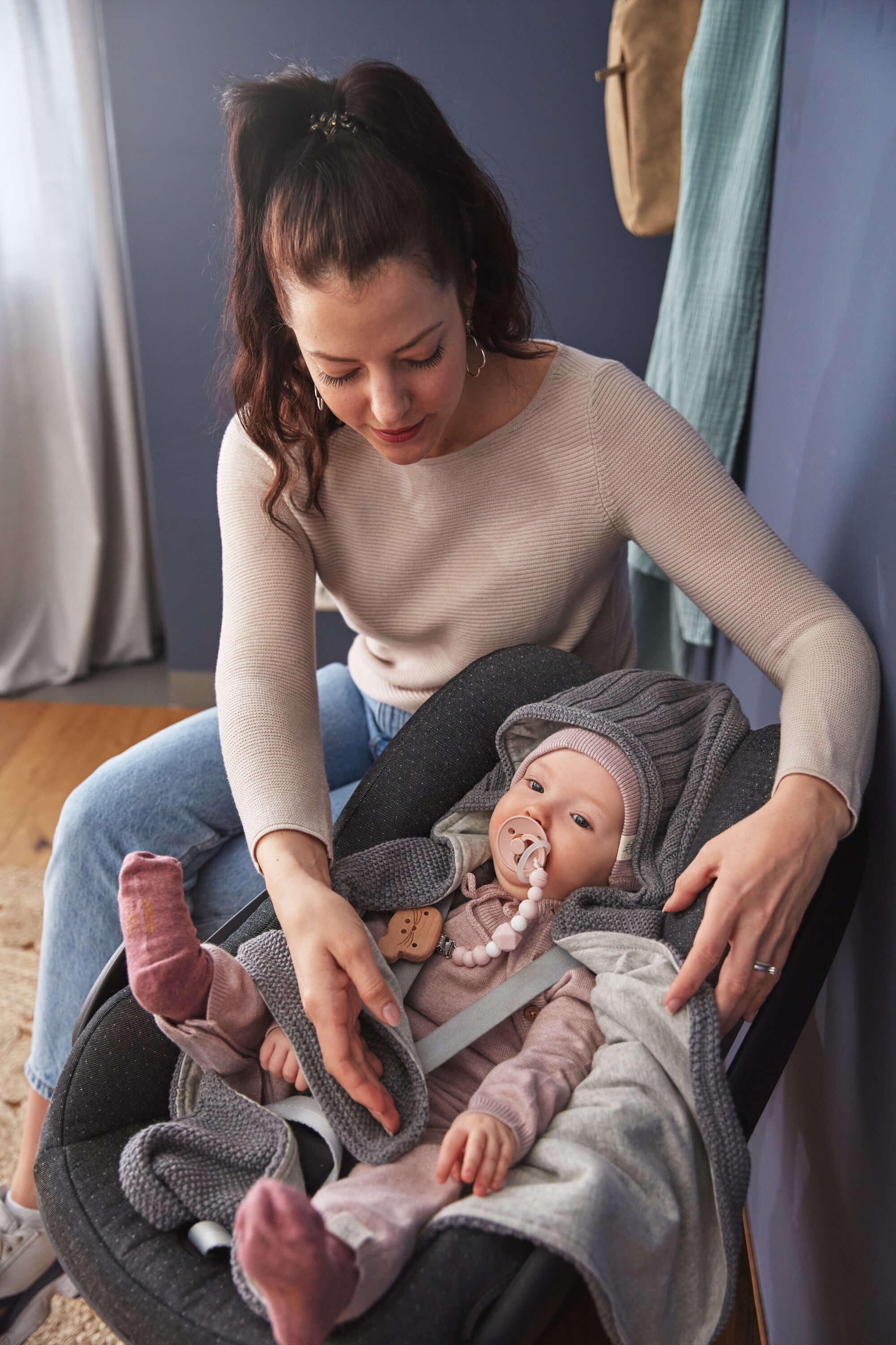 Einschlagdecke Baby - Bio Baumwolle, Anthrazit