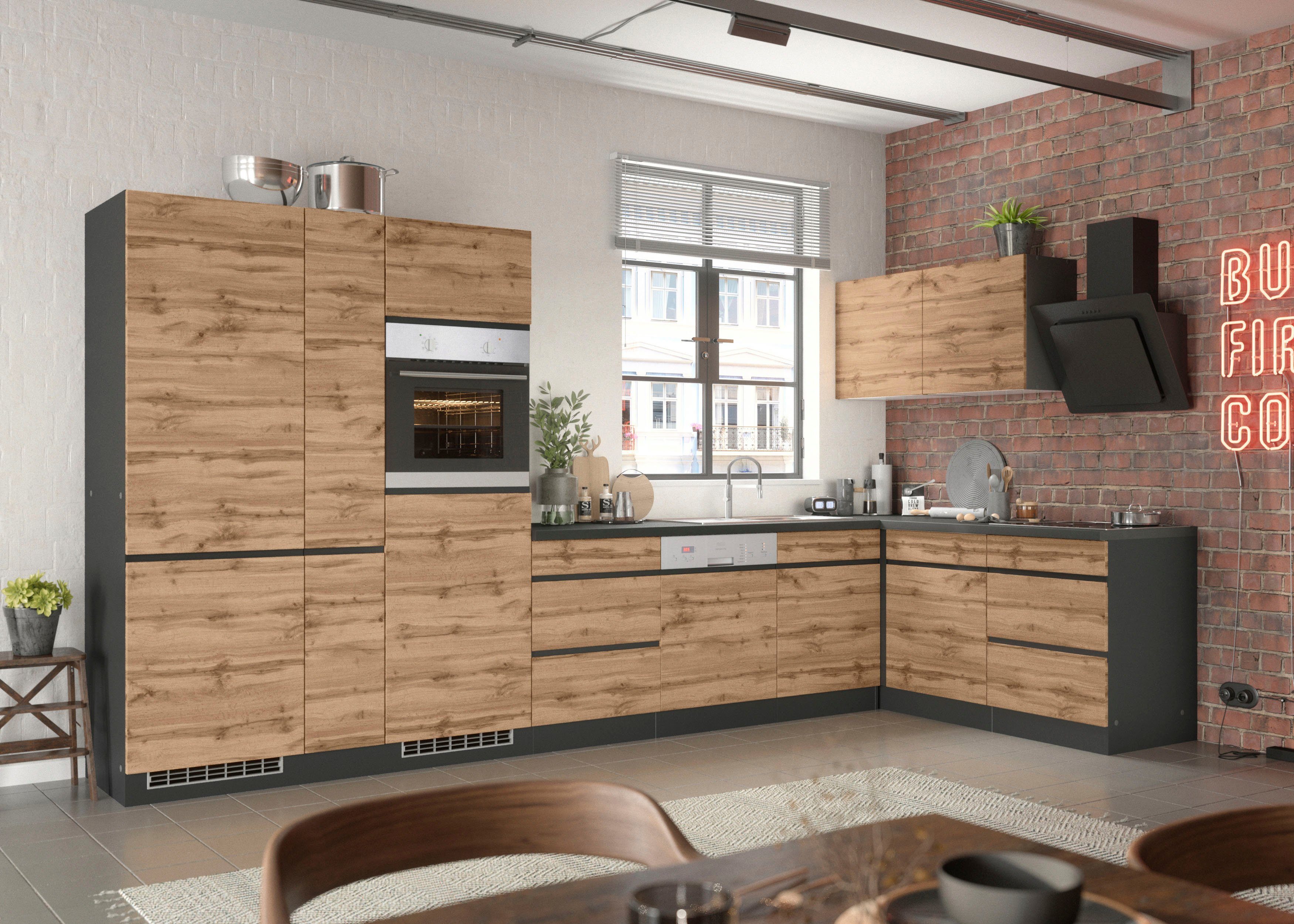 HELD MÖBEL Küche Riesa, Stellbreite 390/180 cm, wahlweise mit Induktionskochfeld