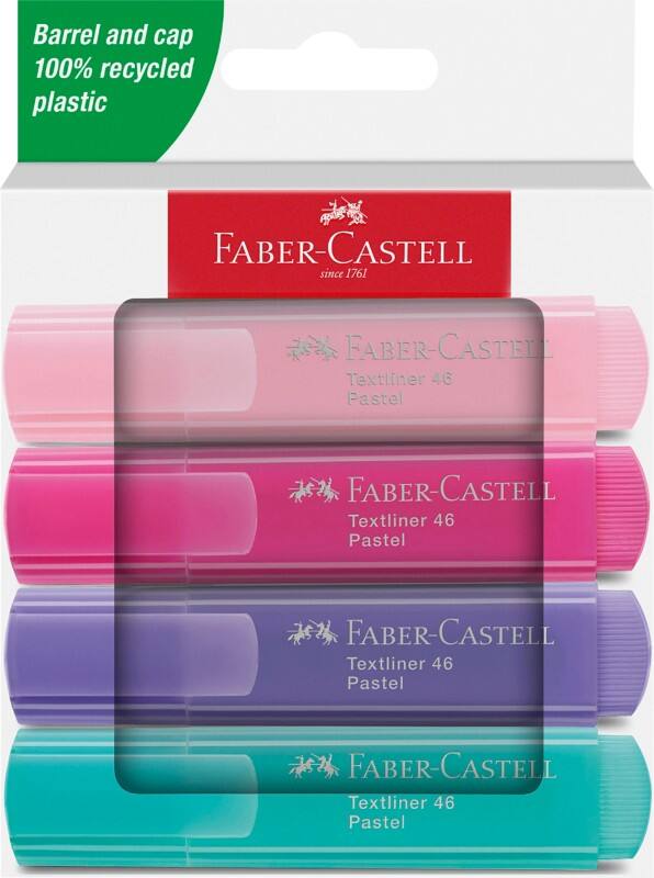 Faber-Castell Textliner 46 Textmarker Farbig sortiert Mittel Keilspitze 5 mm 4 Stück
