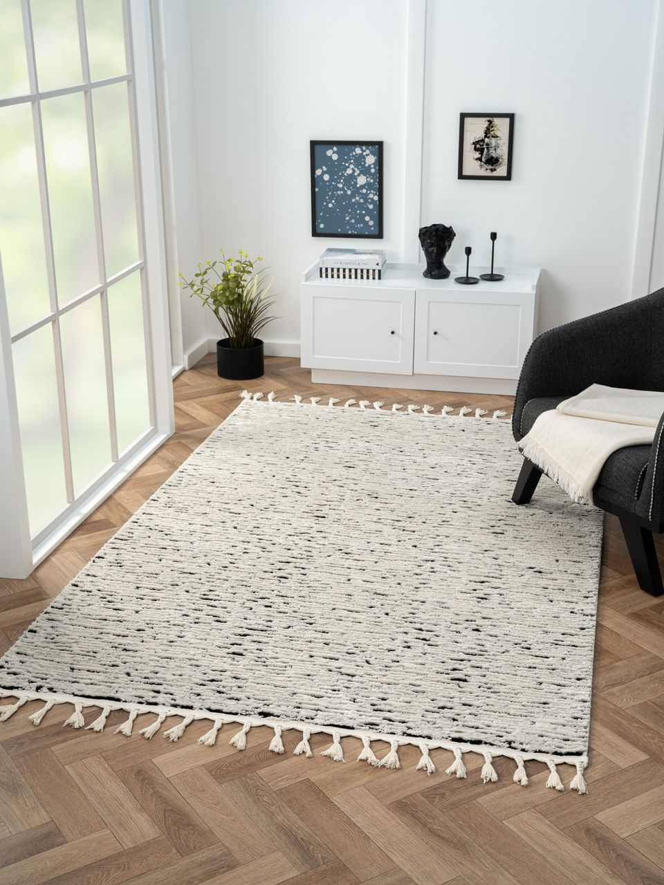 MyFlair Teppich Moroccan Celestial, 160 cm x 230 cm, Farbe grau, rechteckig, Florhöhe 19mm