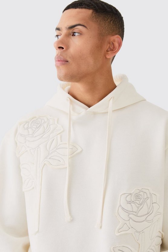 Oversize Trainingsanzug mit Rosen-Stickerei