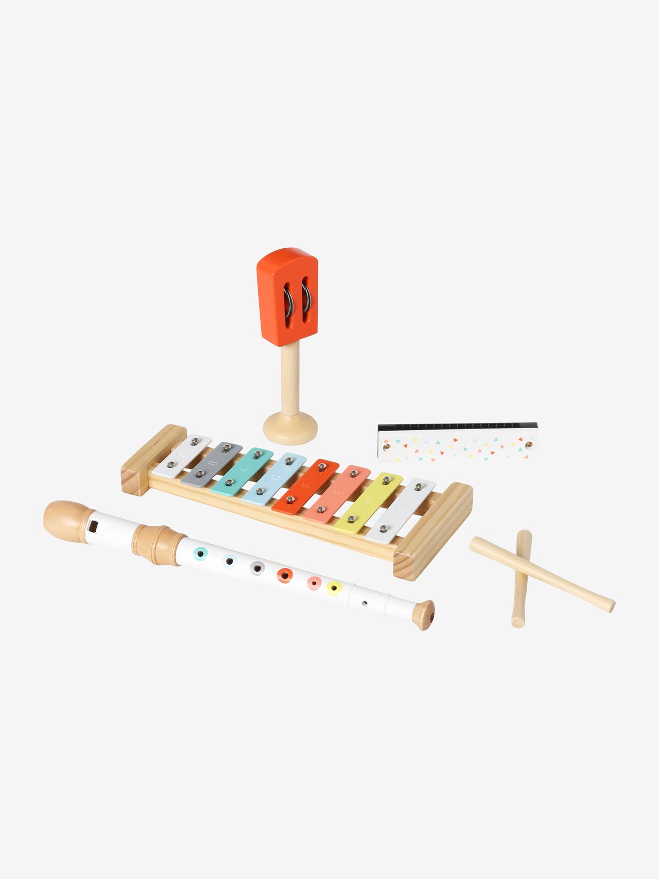 Set 4 instruments de musique en bois FSC® rouge