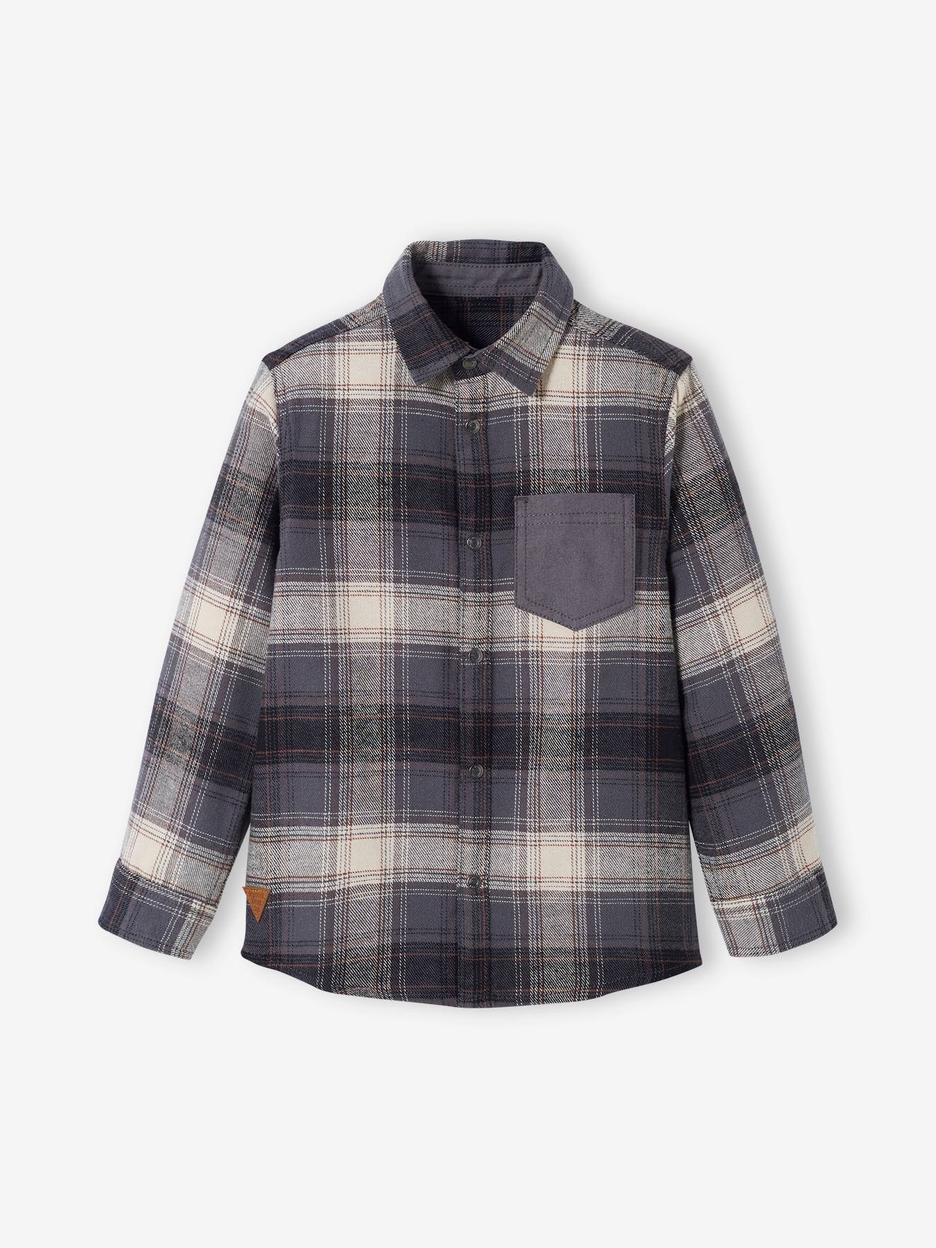 Chemise à carreaux esprit flanelle garçon carreaux vert fonce