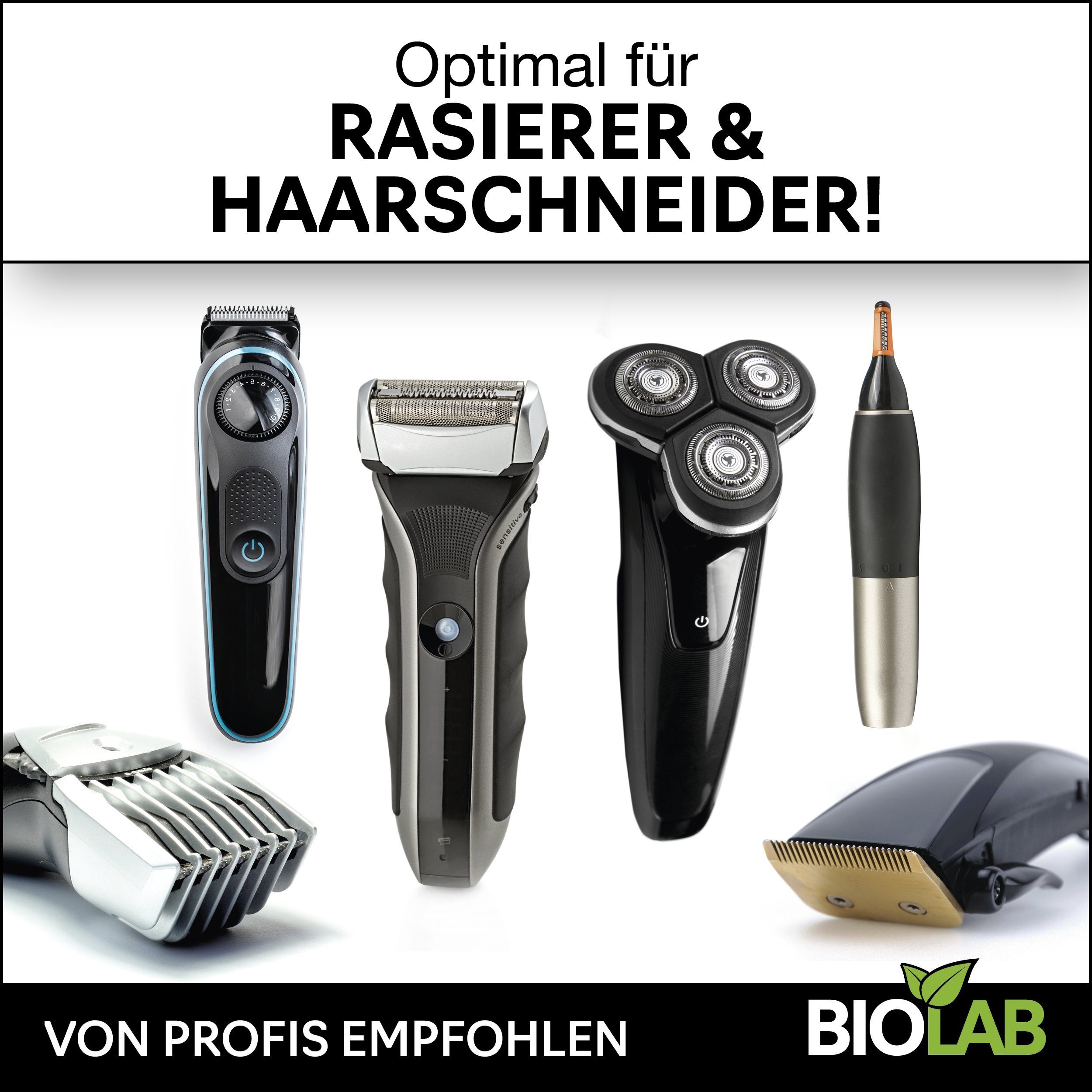 BIOLAB Scherkopfreiniger Spray Elektrorasierer Reinigungslösung (1-St. 100 ml Sprühflasche)