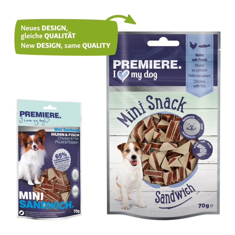 PREMIERE Snacks PREMIERE Mini Sandwich Huhn und Fisch 5x70 g