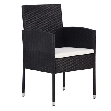 vidaXL Gartenstuhl Gartenstühle 2 Stk. Poly-Rattan Schwarz (2 St)