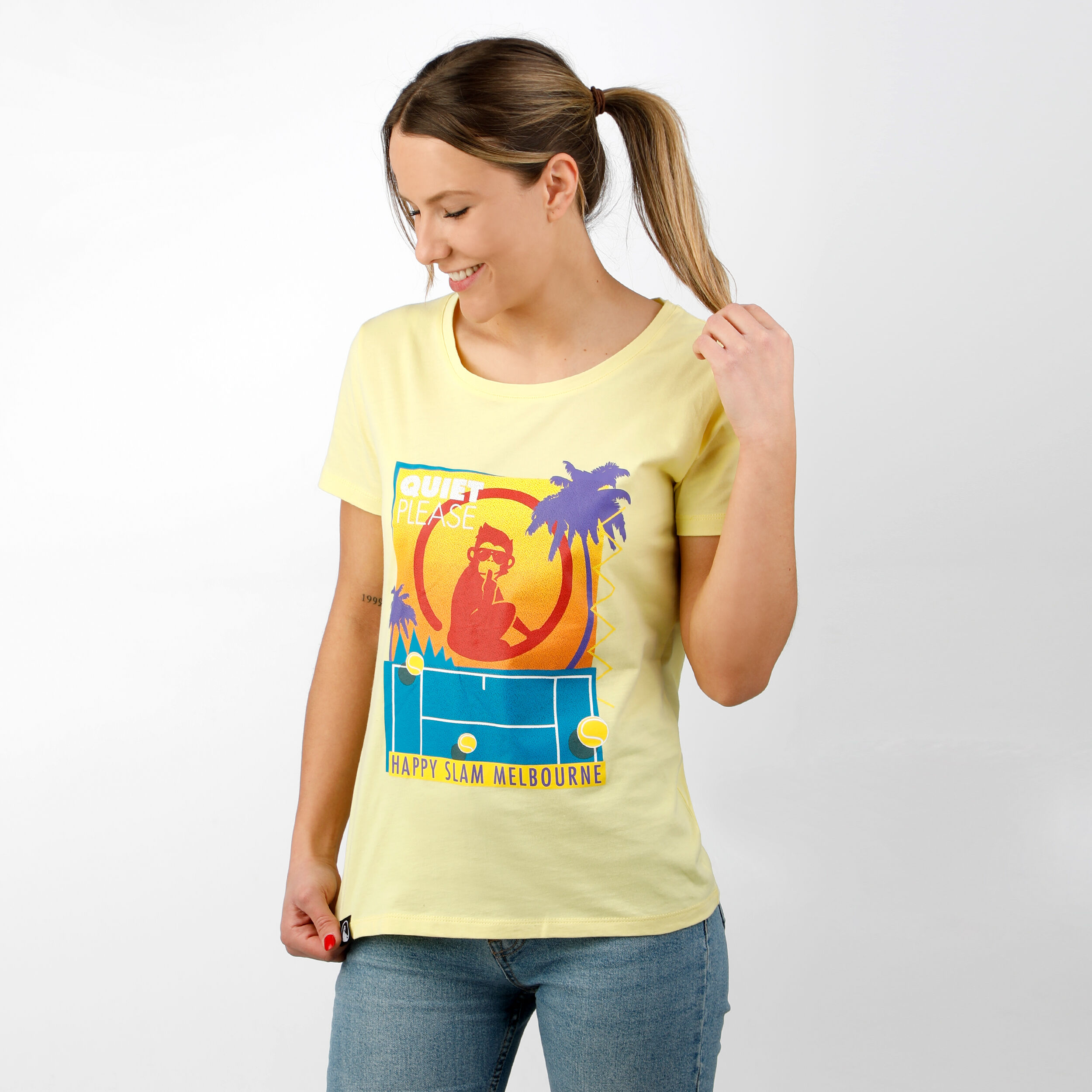 Happy Slam T-Shirt Damen - Gelb, Mehrfarbig