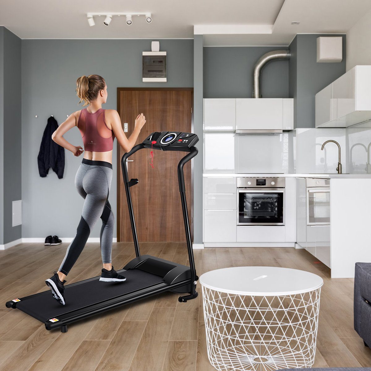 COSTWAY Laufband, 10 km/h, mit 12 Programme & 2 Trainingsmodi, klappbar