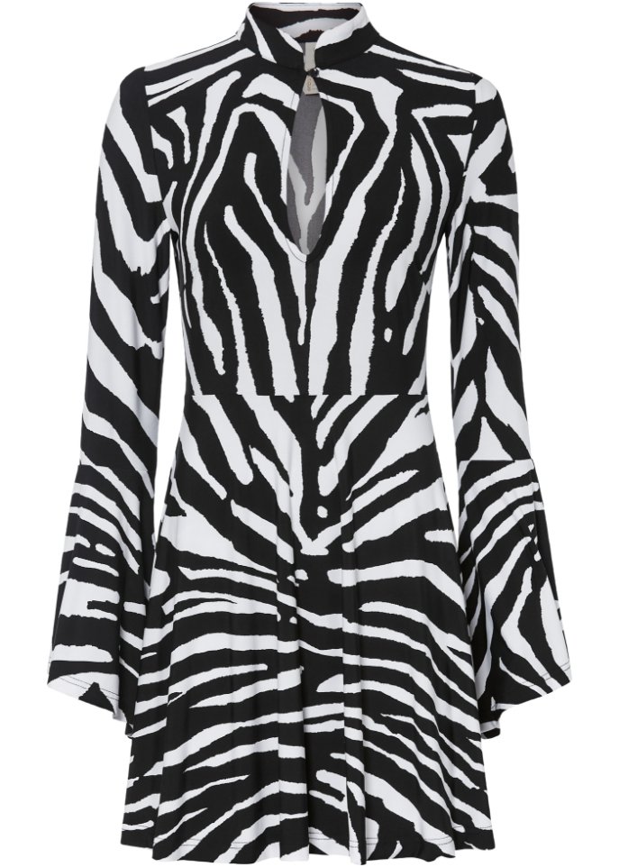 Jerseykleid mit Trompeten-Ärmel