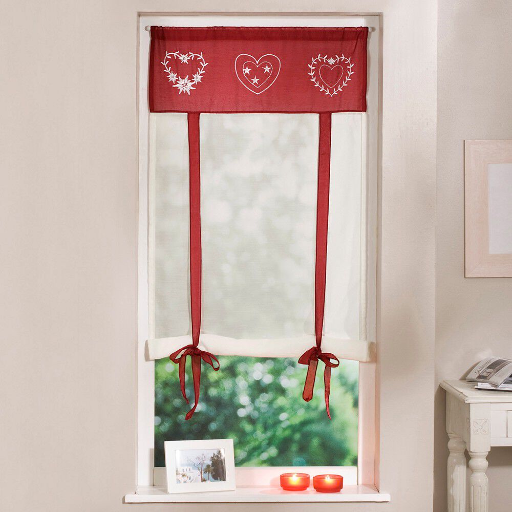 Store broderies motifs coeurs finition passe-tringle