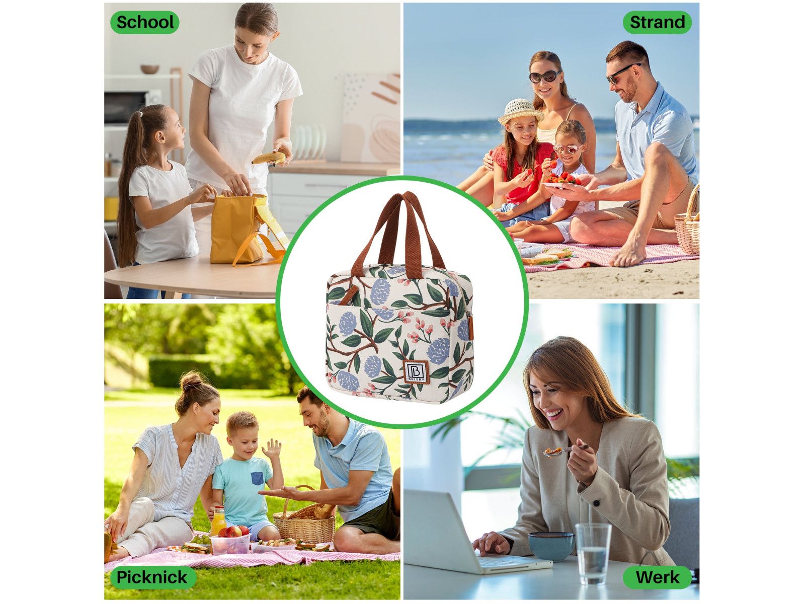 Brisby Blumen Weiß 4 Liter Kühltasche