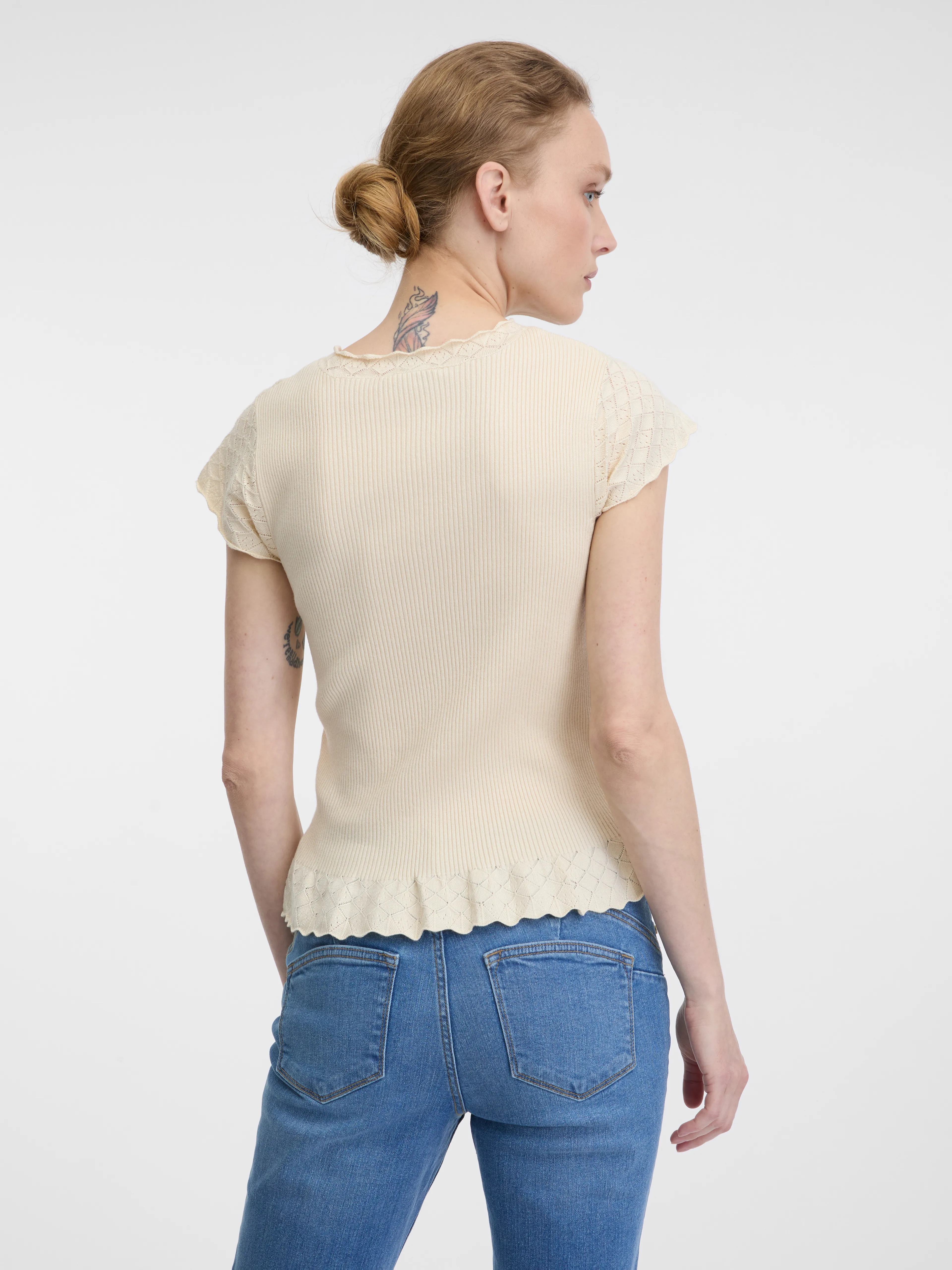 Beigefarbenes Damen Kurzarm-T-Shirt ORSAY