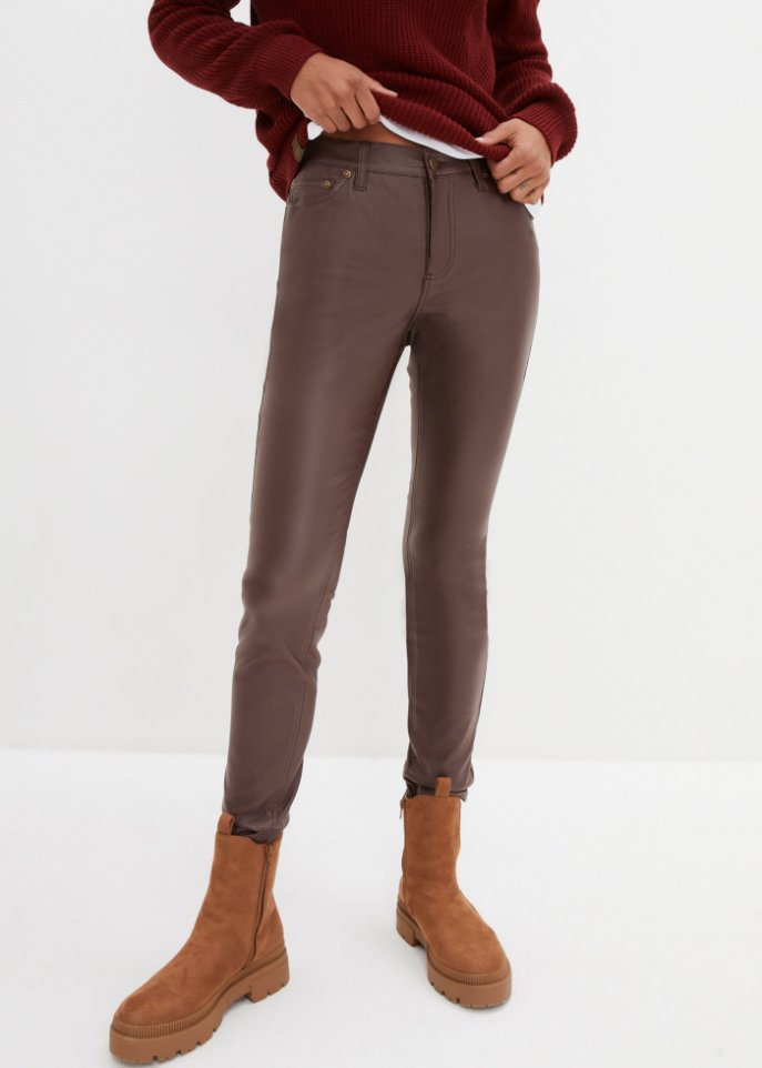 Stretch-Hose mit Beschichtung und Komfortbund, skinny