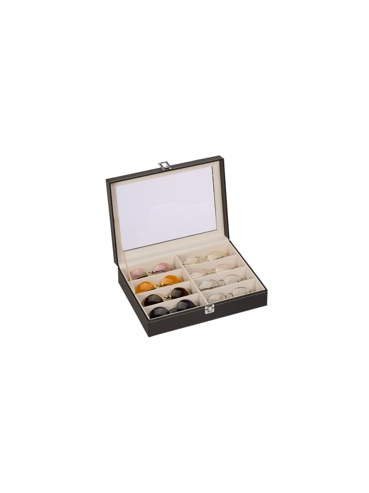 relaxdays Brillenbox in Schwarz - (B)33,5 x (H)8,5 x (T)24,5 cm günstig kaufen onesize