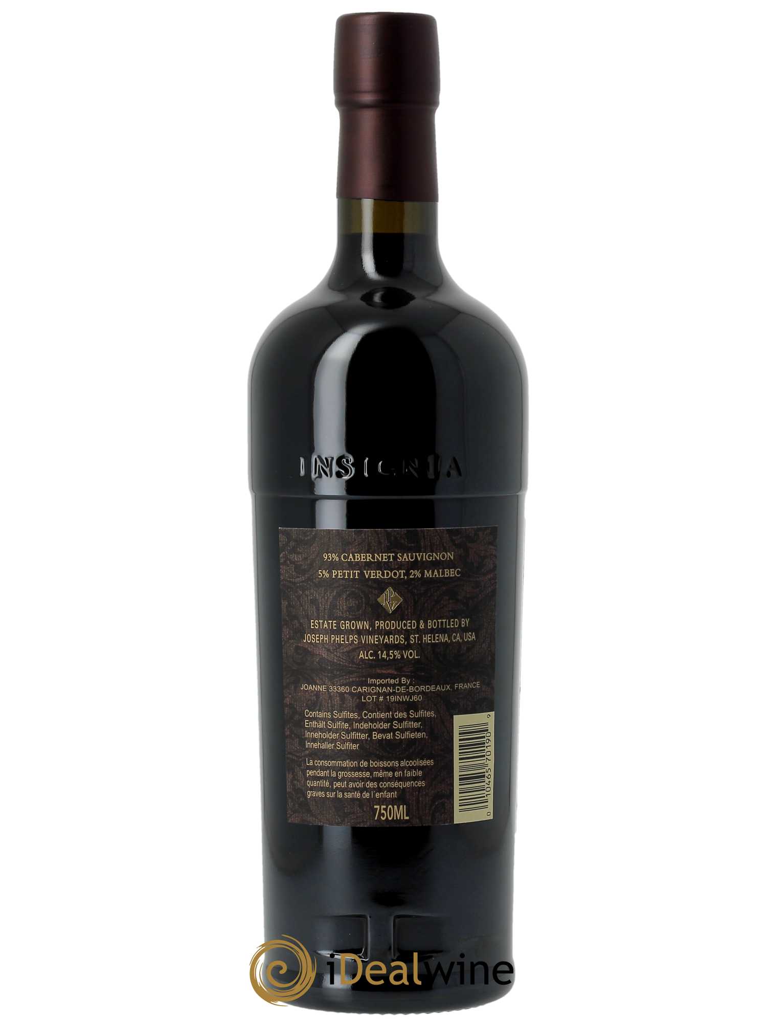 Napa Valley Insignia Joseph Phelps (CBO à partir de 6 BTS) 2019 - Lot de 1 Bouteille